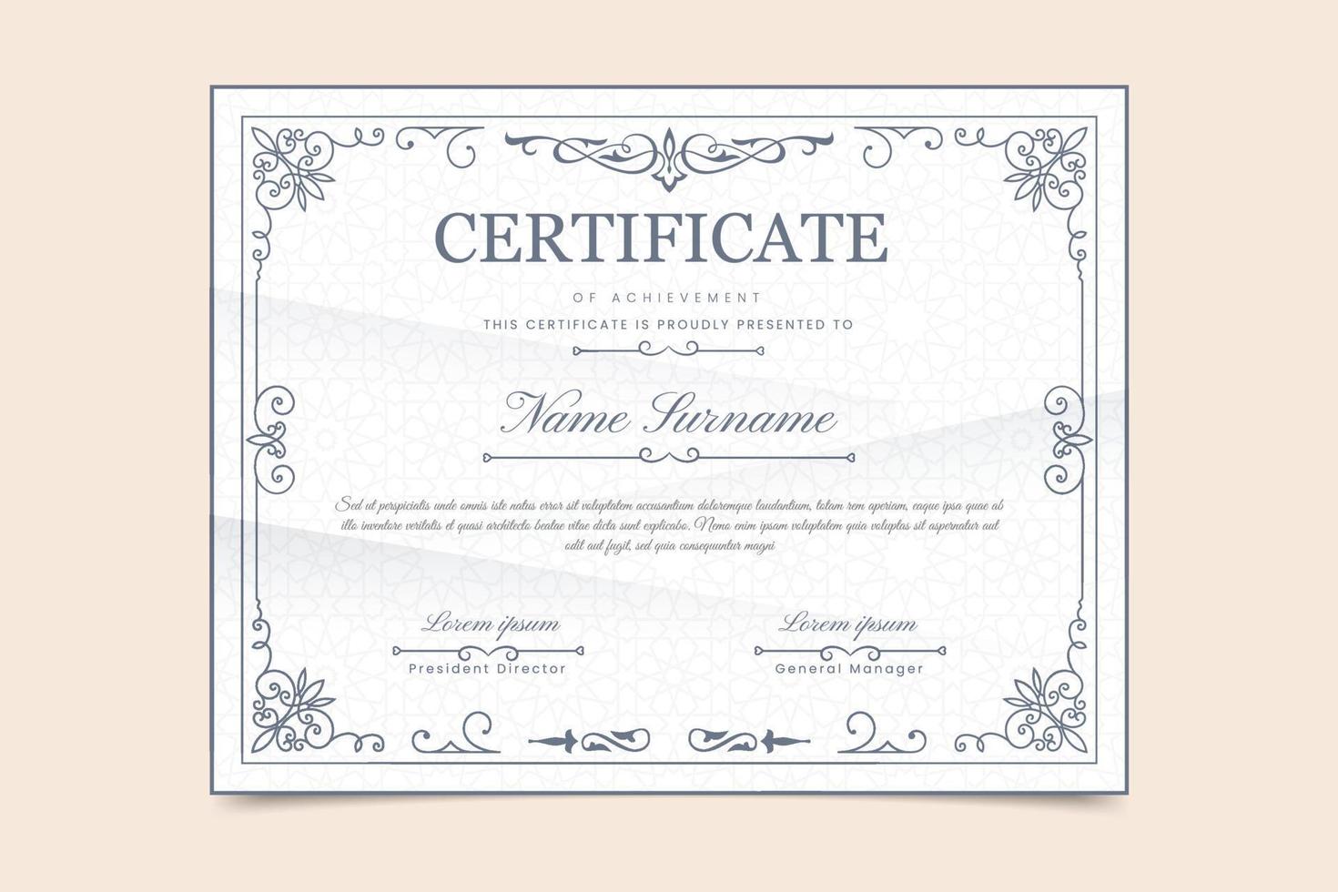 plantilla de certificado profesional con elementos elegantes vector