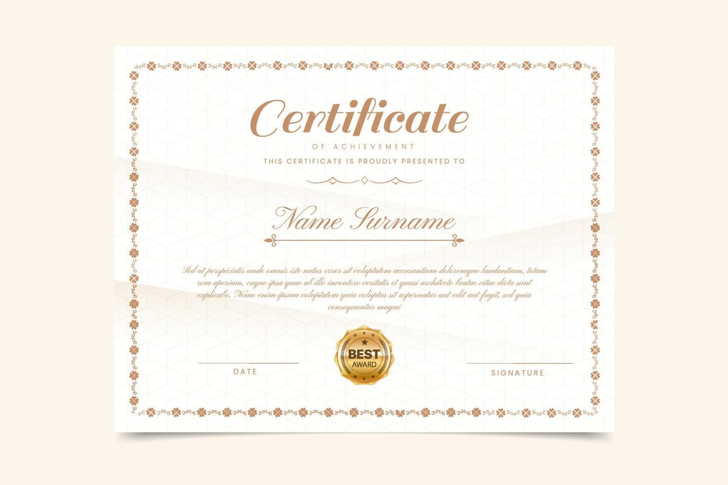 Professional certificate template with elegant elements vector