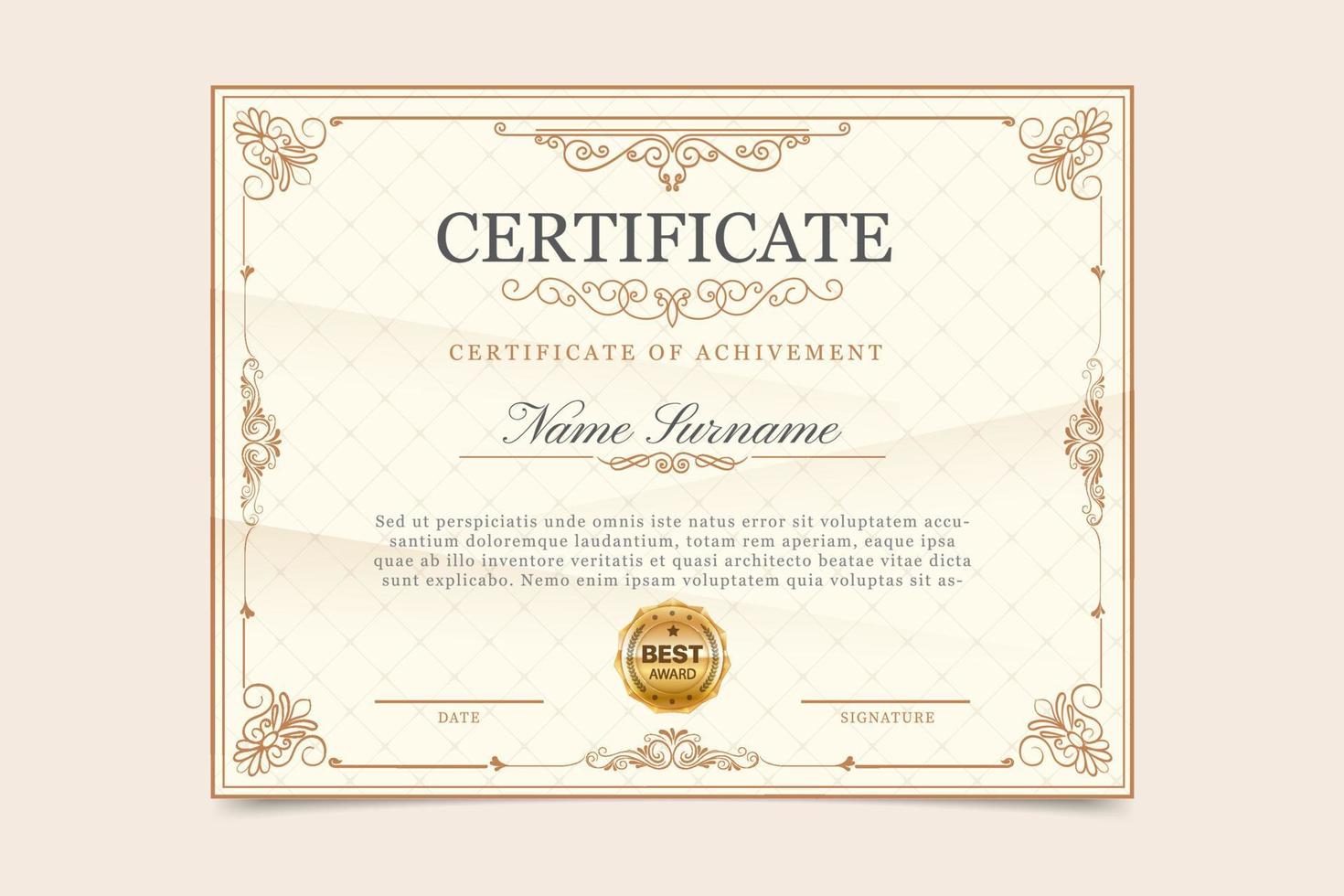 Professional certificate template with elegant elements vector