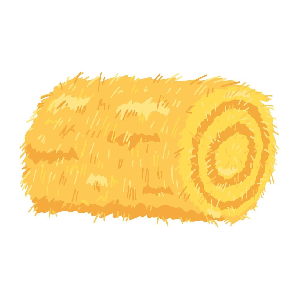 Agricultural haycock in cartoon flat style, rural hay rolled stack, dried farm haystack. Vector illustration of fodder straw