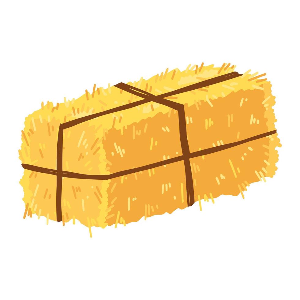 Agricultural haycock in cartoon flat style, rural hay rolled stack, dried farm haystack. Vector illustration of fodder straw