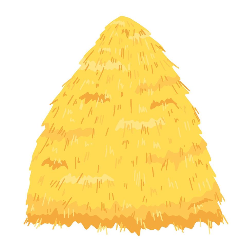 Agricultural haycock in cartoon flat style, rural hay rolled stack, dried farm haystack. Vector illustration of fodder straw