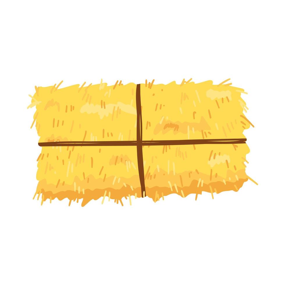 Agricultural haycock in cartoon flat style, rural hay rolled stack, dried farm haystack. Vector illustration of fodder straw