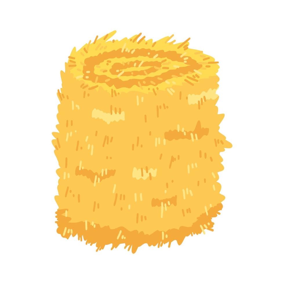 Agricultural haycock in cartoon flat style, rural hay rolled stack, dried farm haystack. Vector illustration of fodder straw