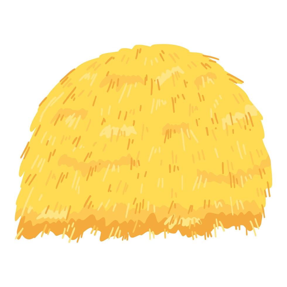 Agricultural haycock in cartoon flat style, rural hay rolled stack, dried farm haystack. Vector illustration of fodder straw