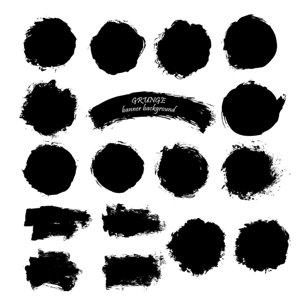 Vector black brush set. Grunge design elements. Black ink brush.