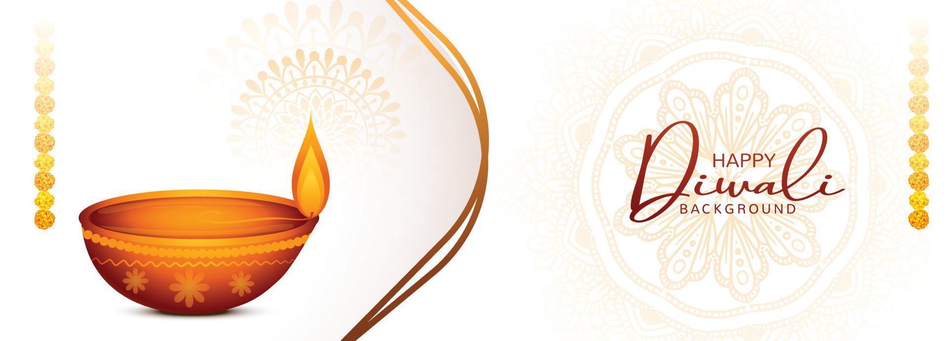 Elegant happy diwali banner card design vector