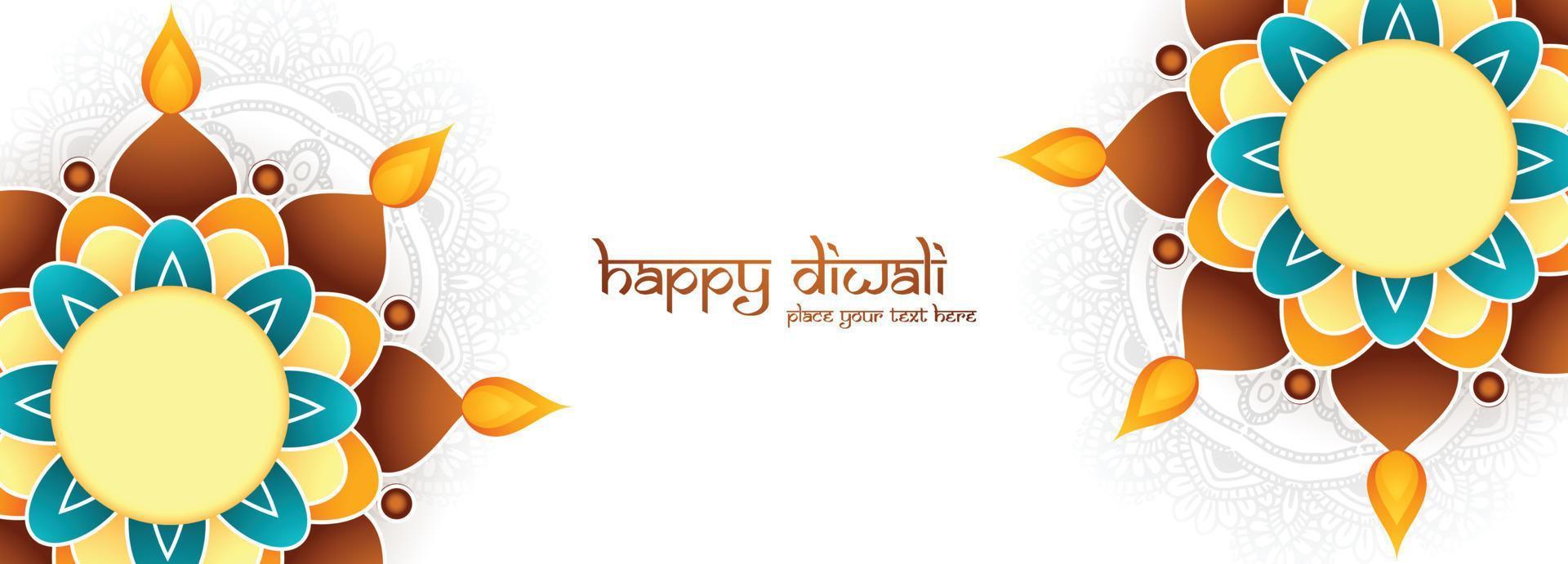 Elegant happy diwali banner card design vector