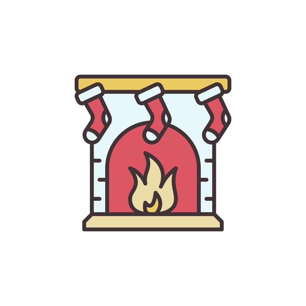 concepto de vector de chimenea de navidad icono o logotipo de color