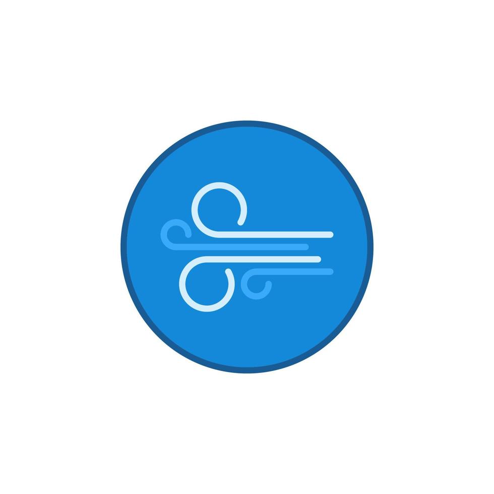 Circle with Wind sign linear vector concept blue icon