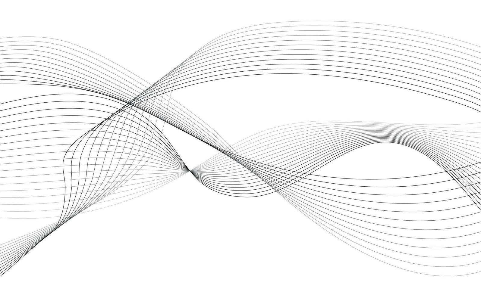 Abstract wave element for design. Digital frequency track equalizer. Stylized line art background. Vector illustration. Wave with lines created using blend tool. Curved wavy line, smooth stripe.