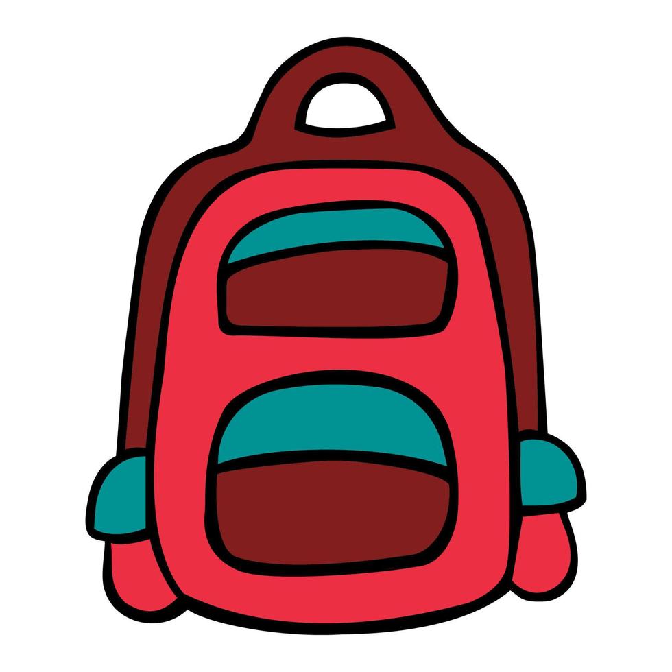 dibujo de una mochila al estilo de un garabato. accesorios y equipos para picnics, viajes. ilustración vectorial dibujada a mano aislada en un fondo blanco. vector