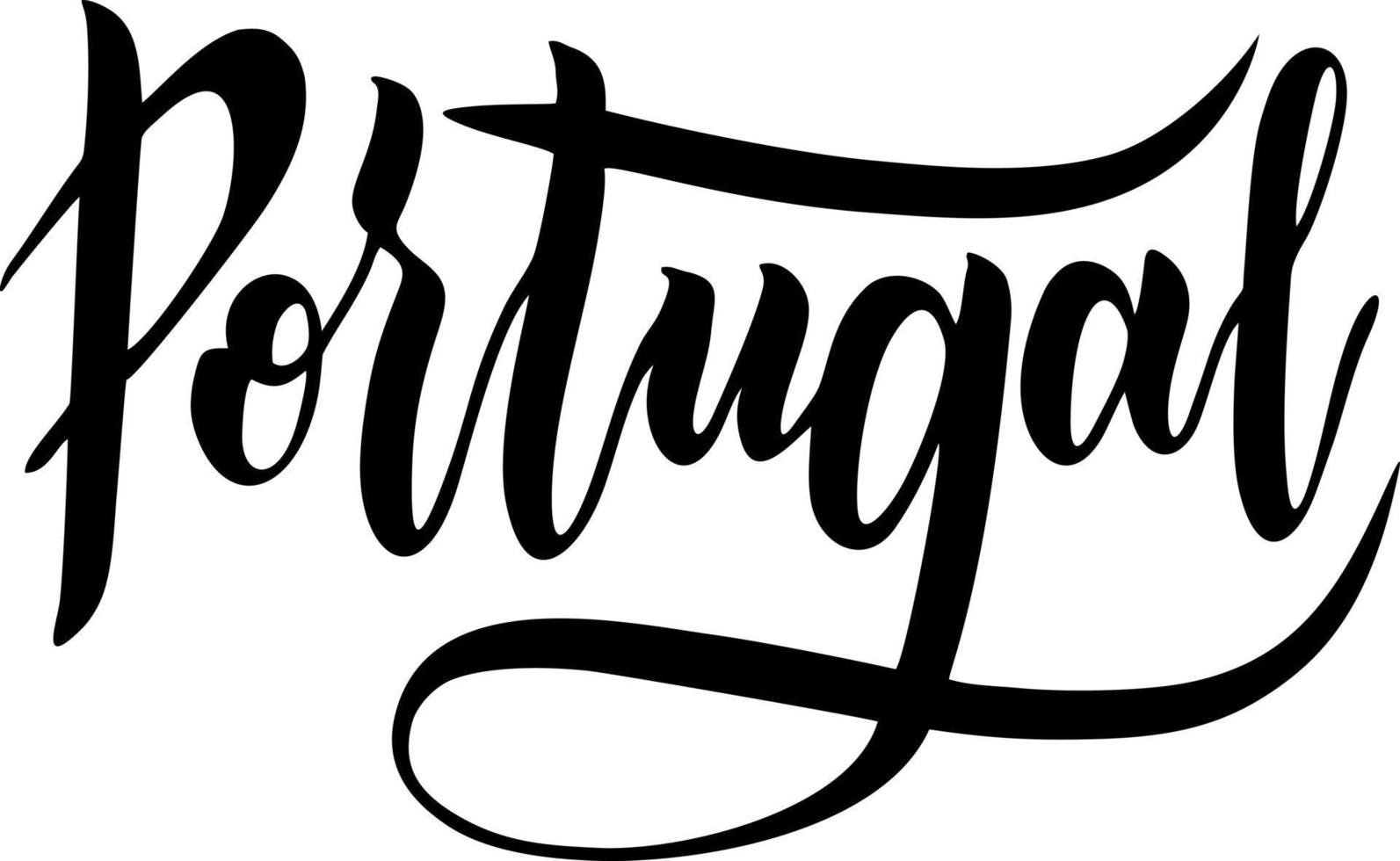Portugal. Country typography lettering design. Hand drawn brush calligraphy, text for greeting card, t-shirt, post card, poster. Hand written state name. Hand lettering calligraphy vector