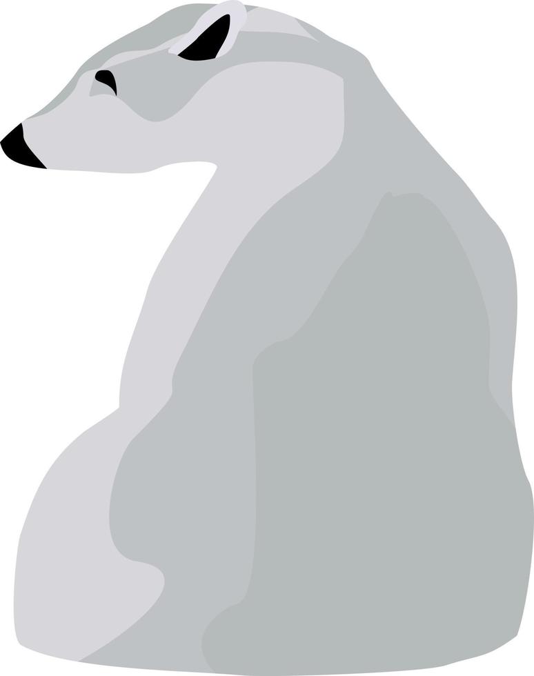 Hand drawn illustration of polar bear. Walking or standing polar bear, side view. Flat style vector