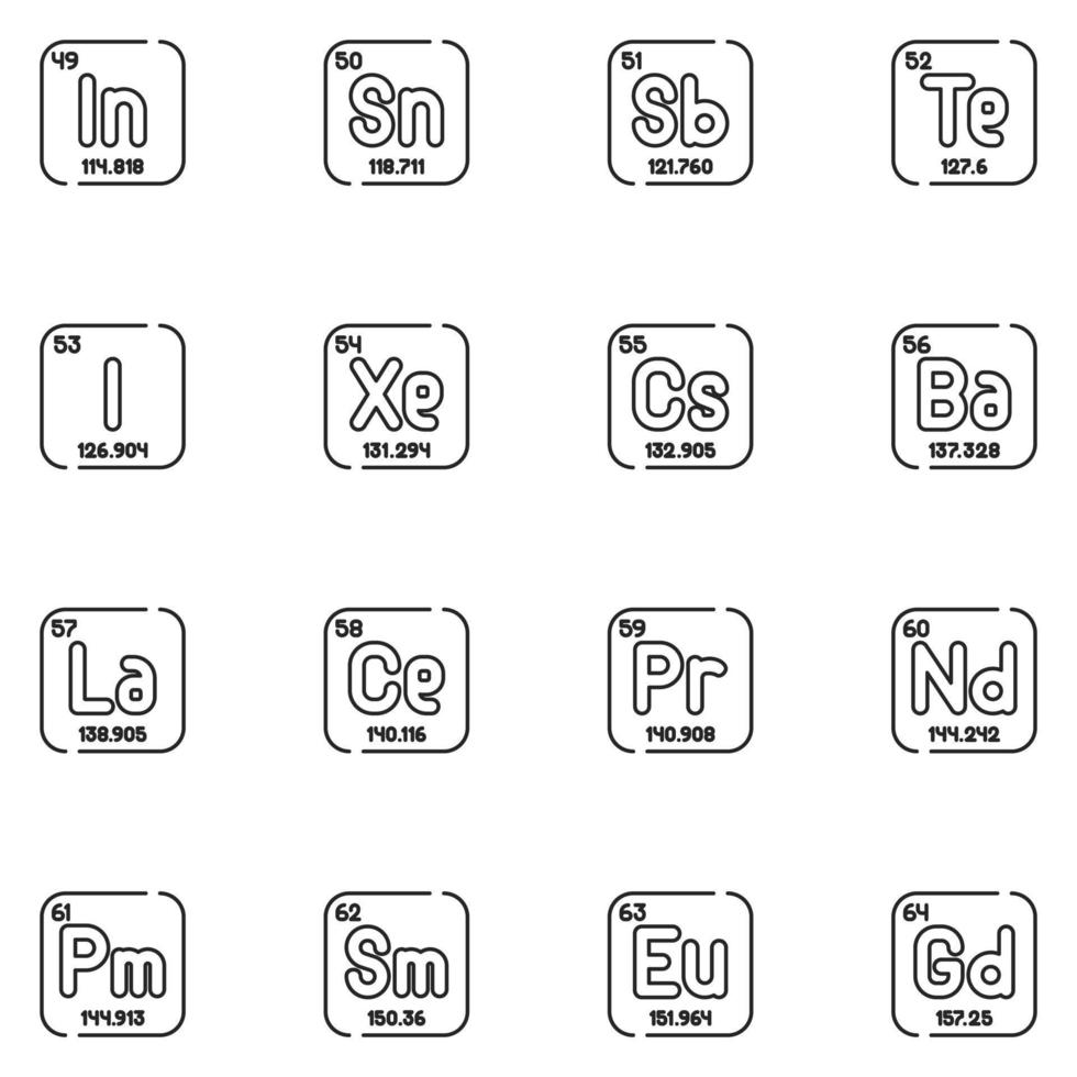 Periodic Line Icon Set vector