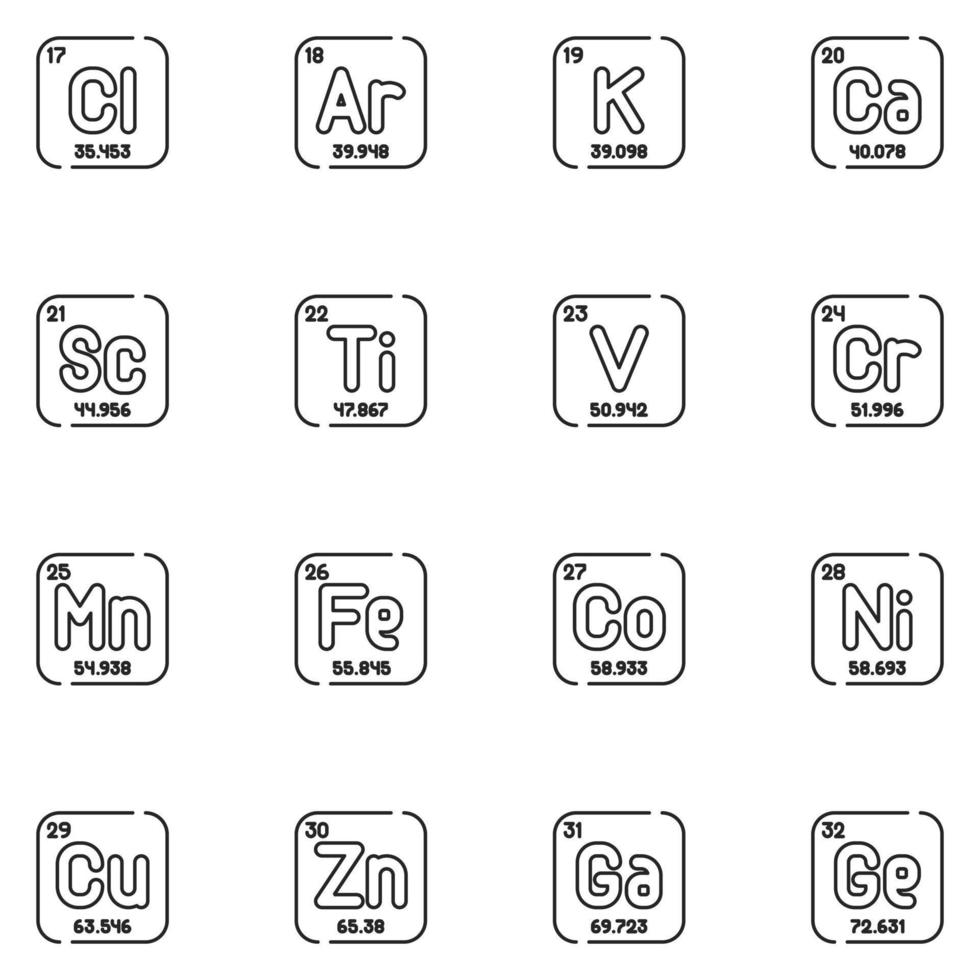 Periodic Line Icon Set vector