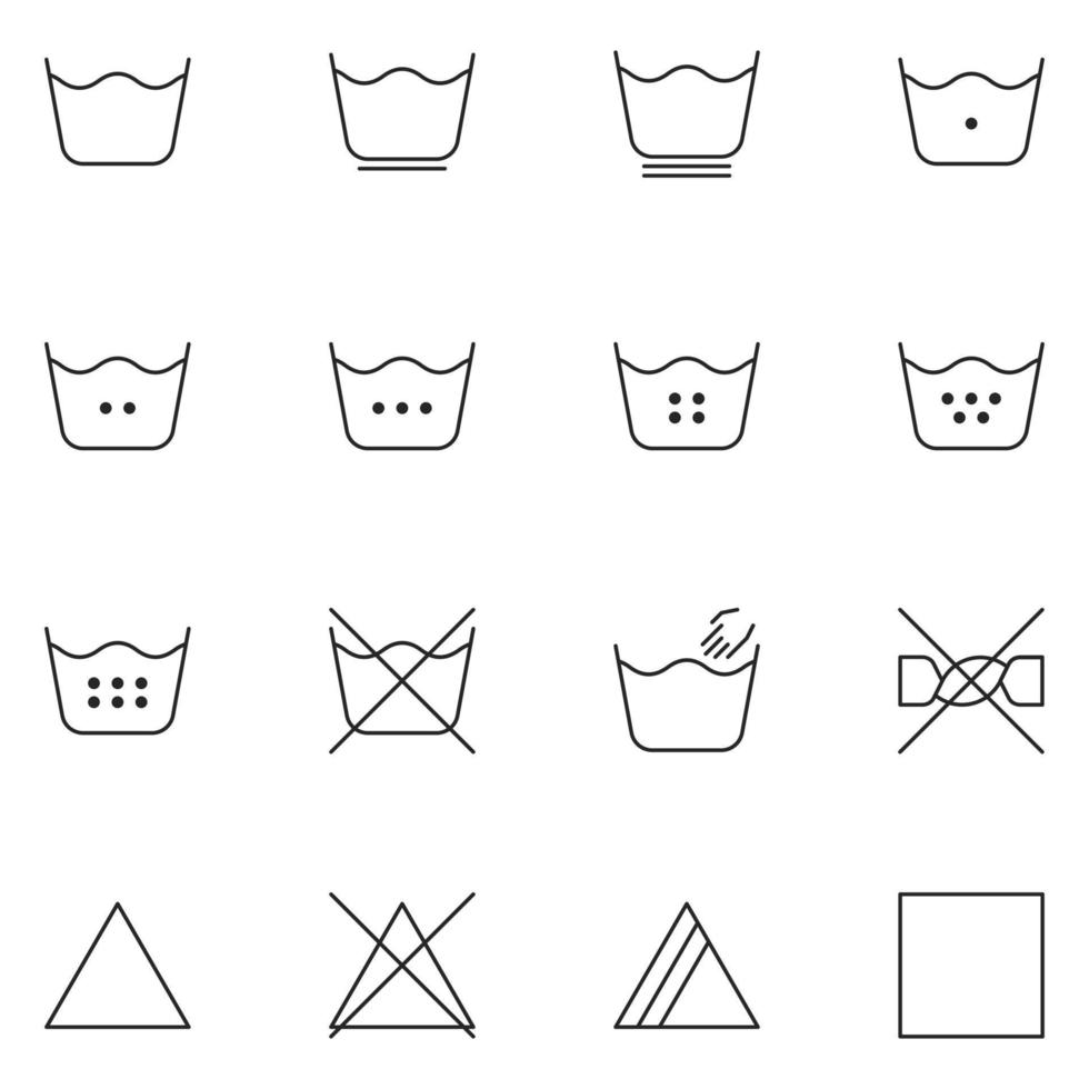 Laundry Guide Line Icon Set vector