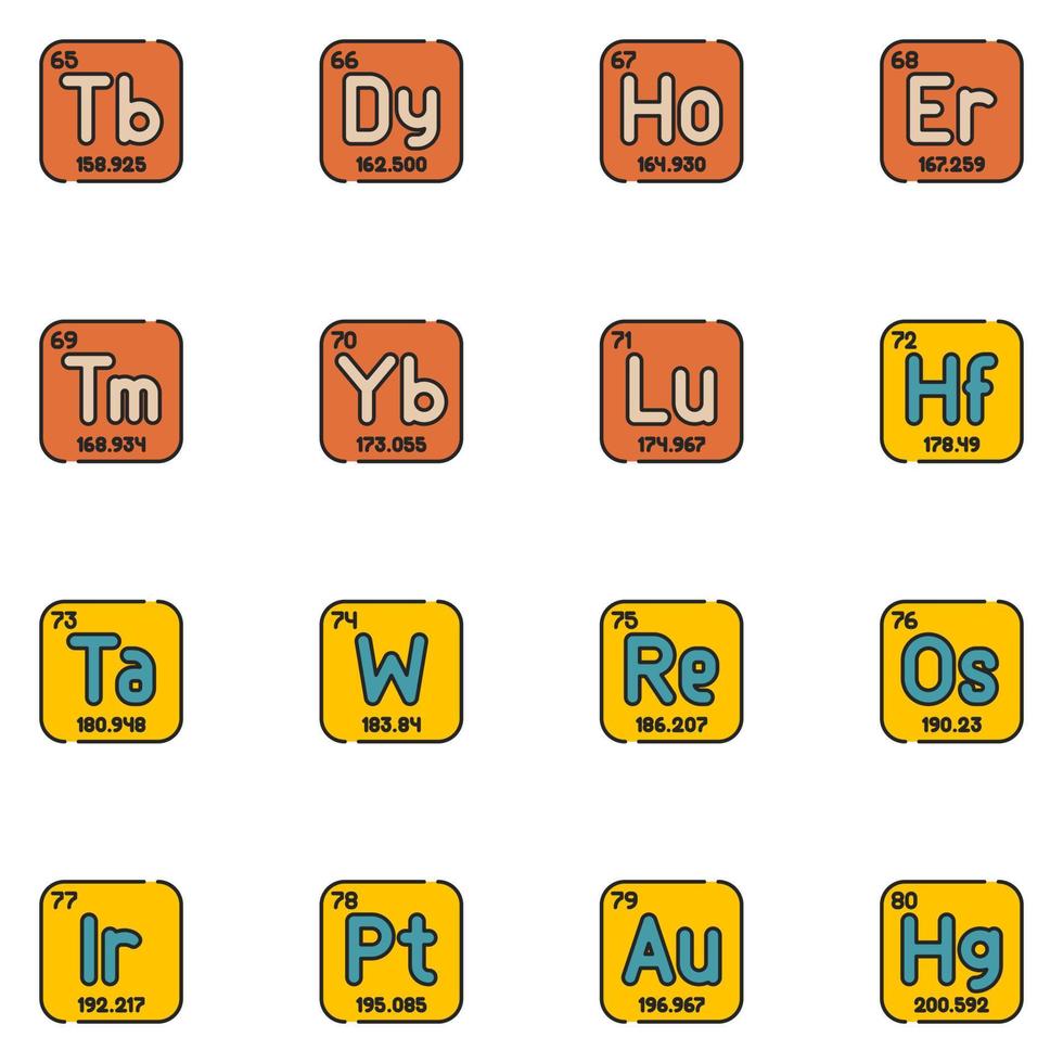 Periodic Table Filled Line Icon Set vector