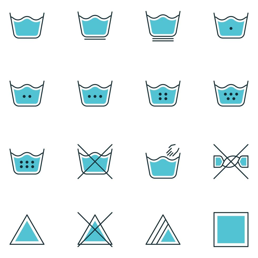 conjunto de iconos de línea llena de guía de lavandería vector