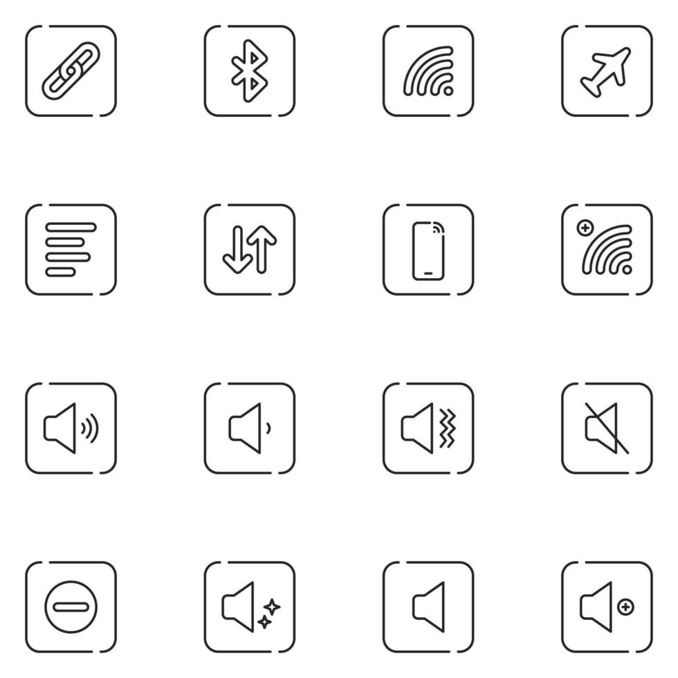 Mobile Setting Line Icon Set vector