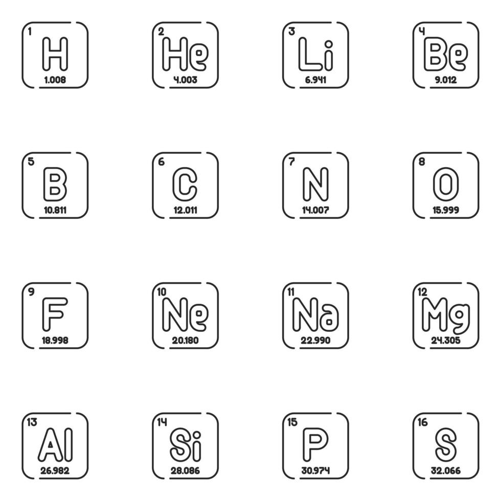 conjunto de iconos de línea periódica vector