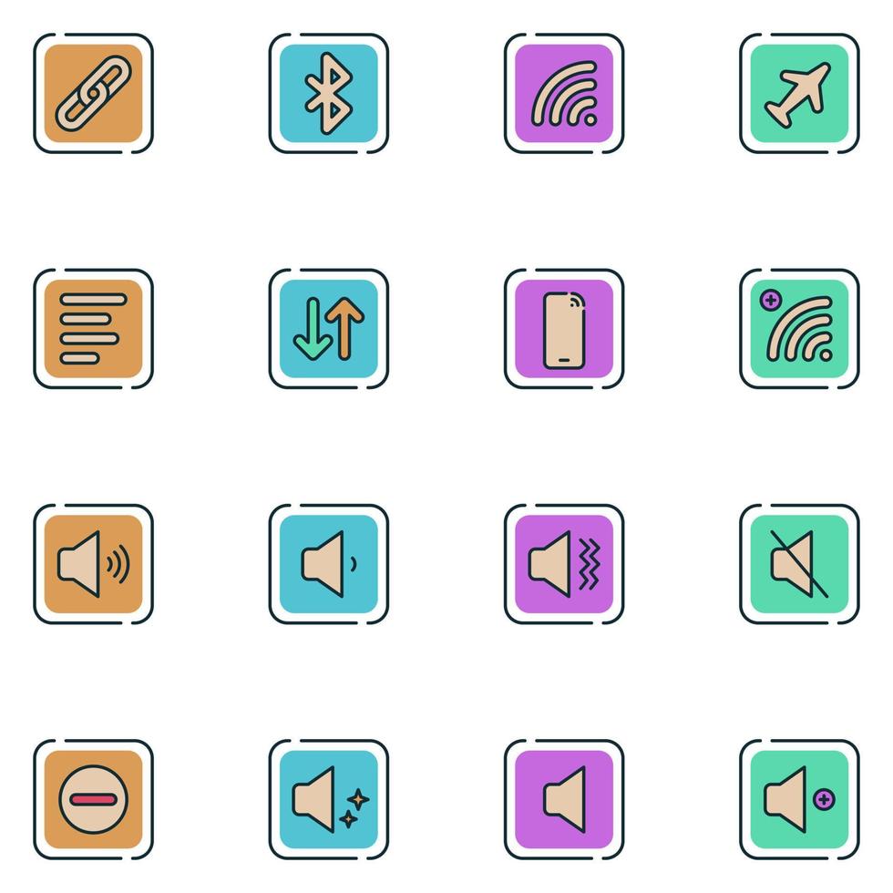 Mobile Setting Filled Line Icon Set vector