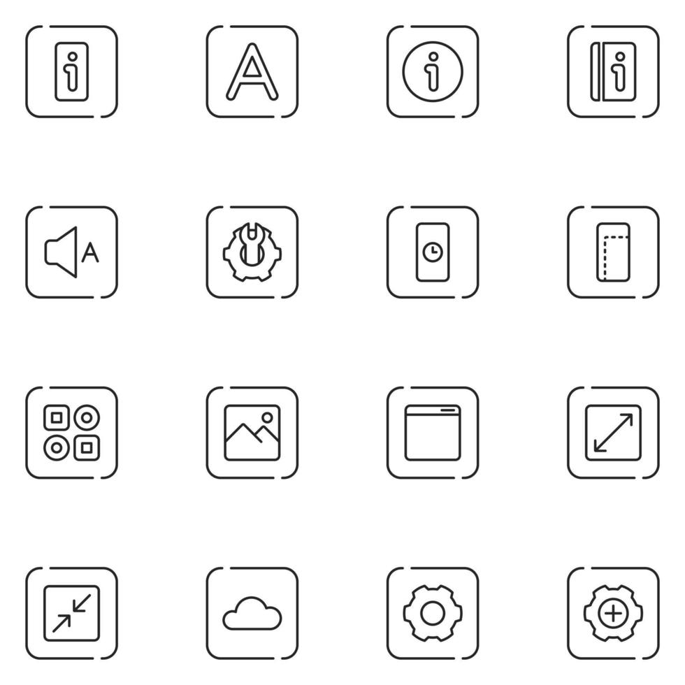 Mobile Setting Line Icon Set vector