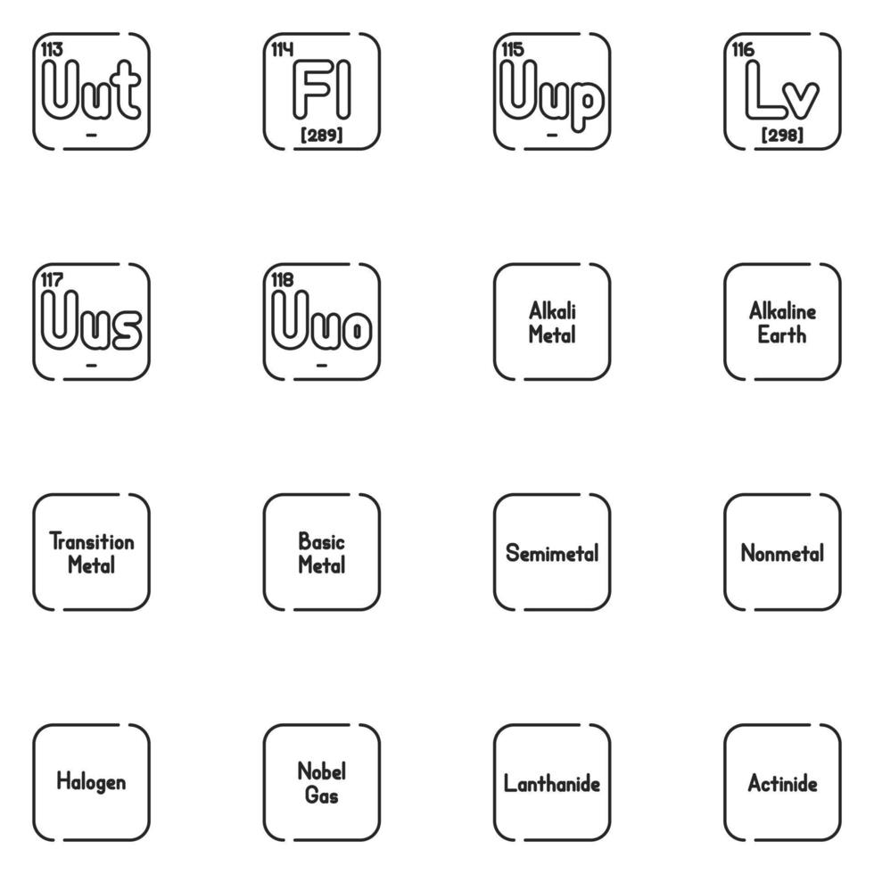 Periodic Line Icon Set vector