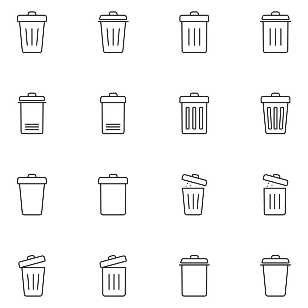Trash Line Icon Set Vector