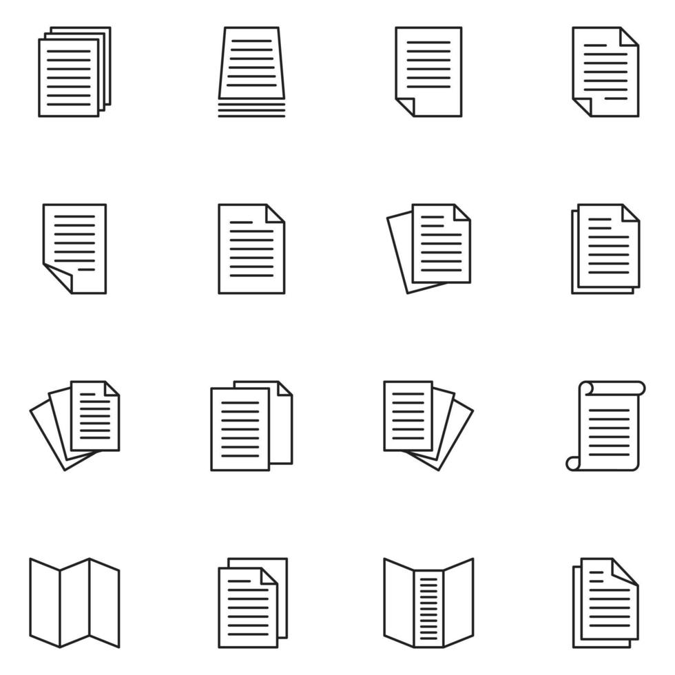 vector de conjunto de iconos de línea de papel