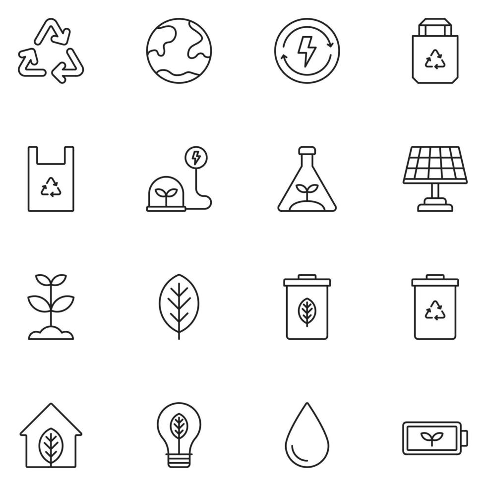 vector de conjunto de iconos de línea de entorno