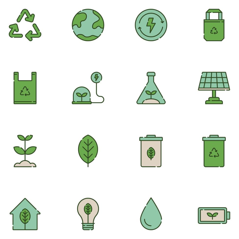 Environment Filled Line Icon Set Vector
