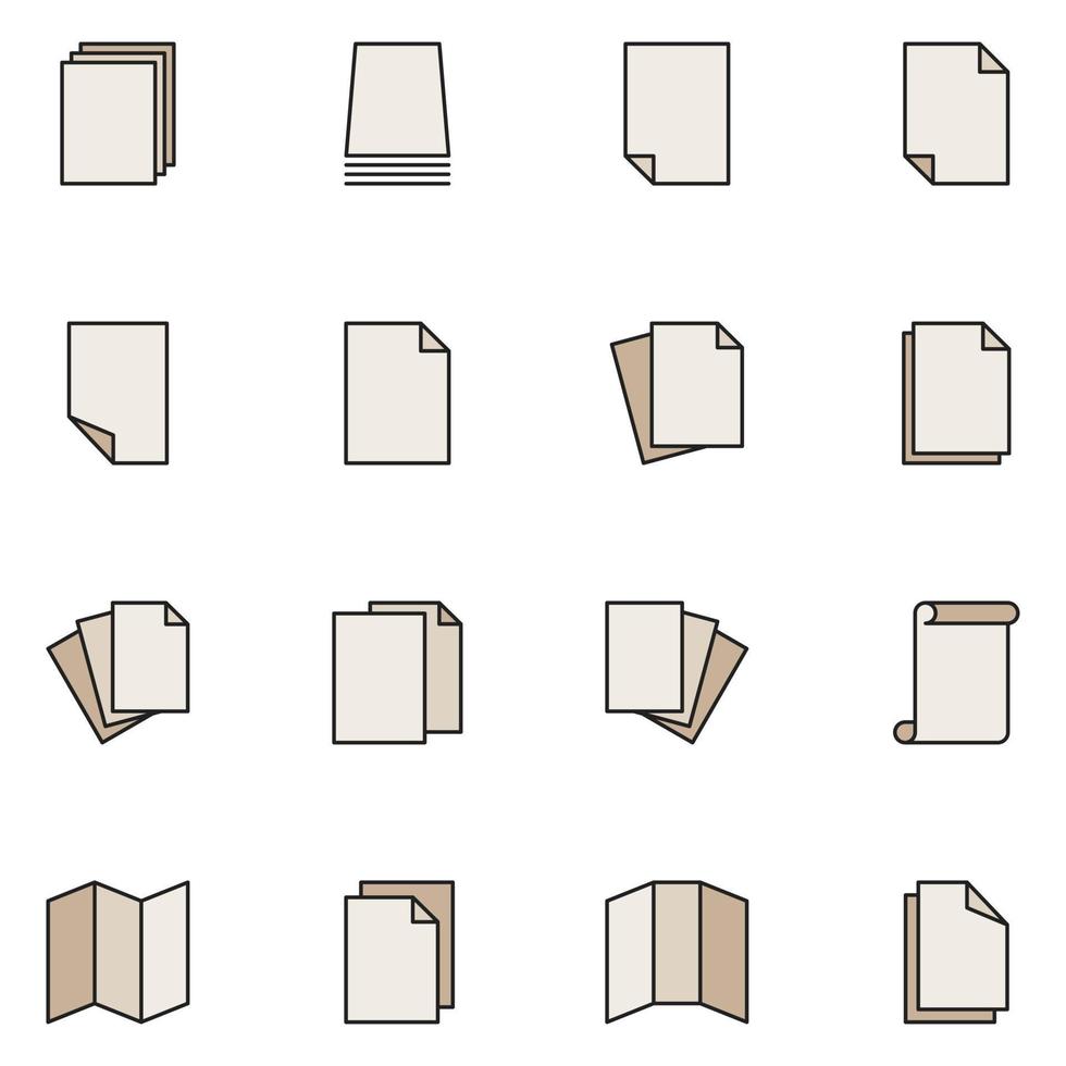 Paper Filled Line Icon Set Vector