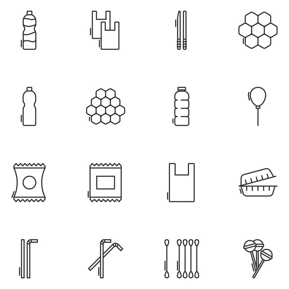 conjunto de iconos de línea ecobrick vector