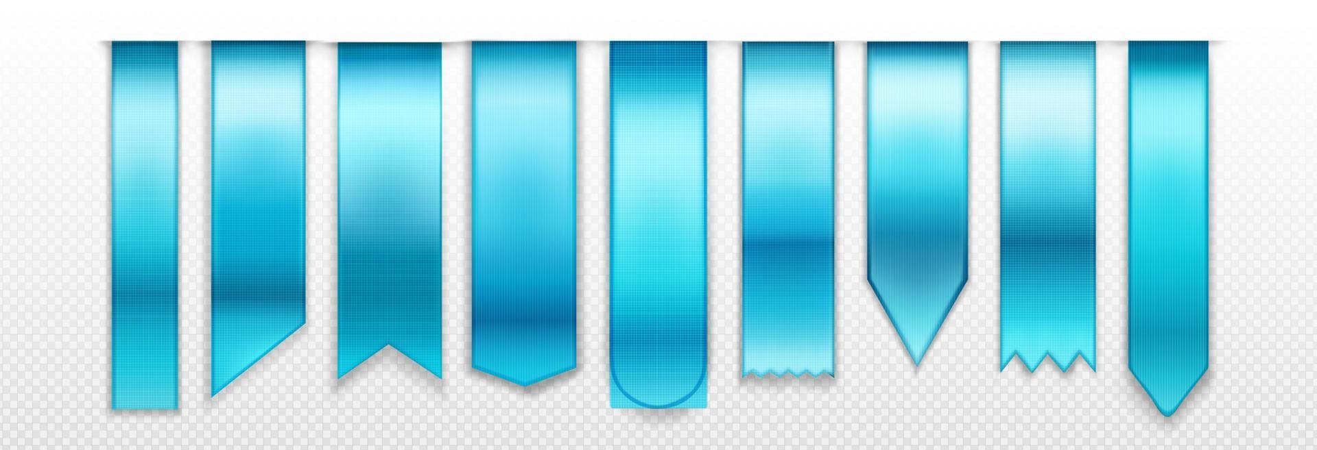 Blue bookmarks, ribbon, banner 3d vector mockup