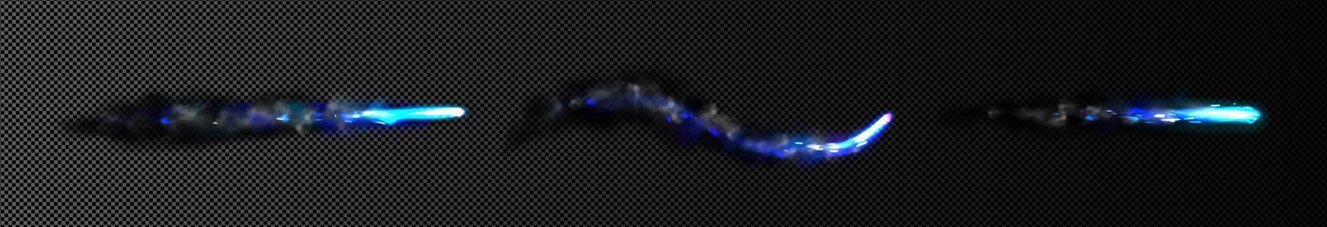 Blue fire trail of flying comet, rocket or missile vector