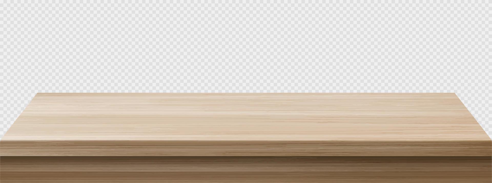 vista en perspectiva de la mesa de madera, superficie superior de madera vector