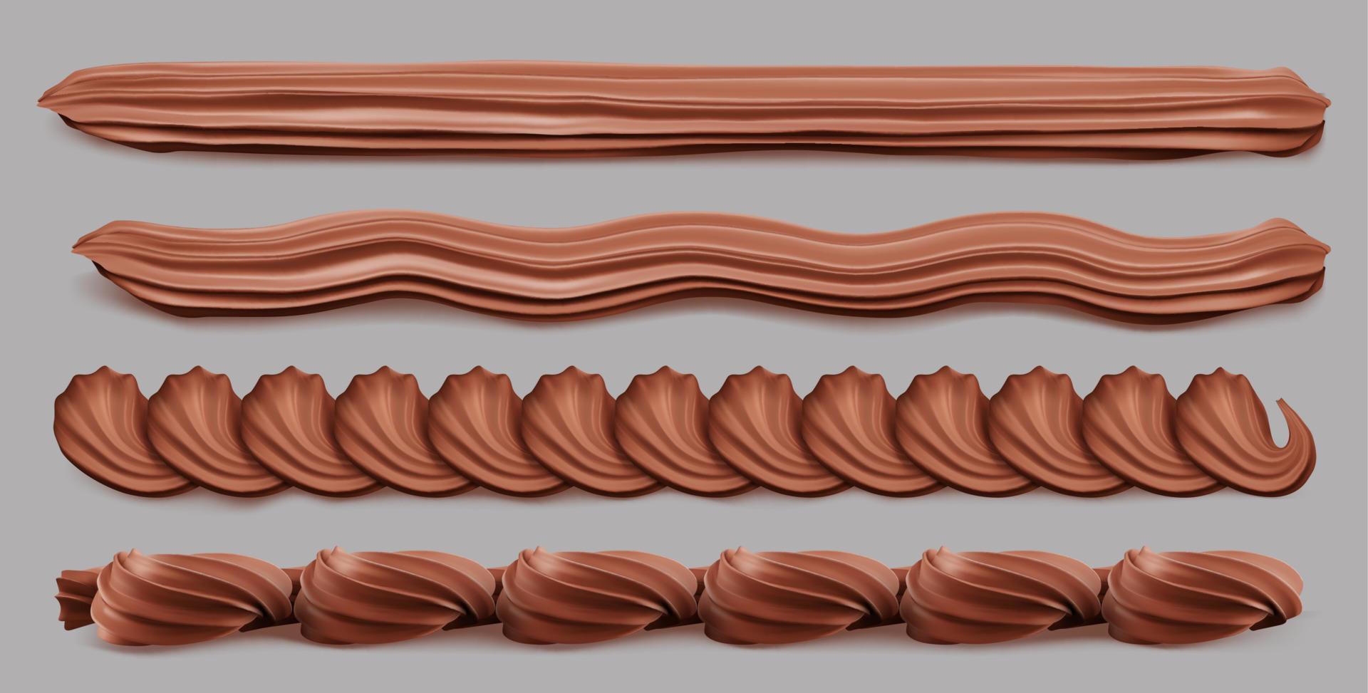 Chocolate cream whip border, whipped brown swirls vector