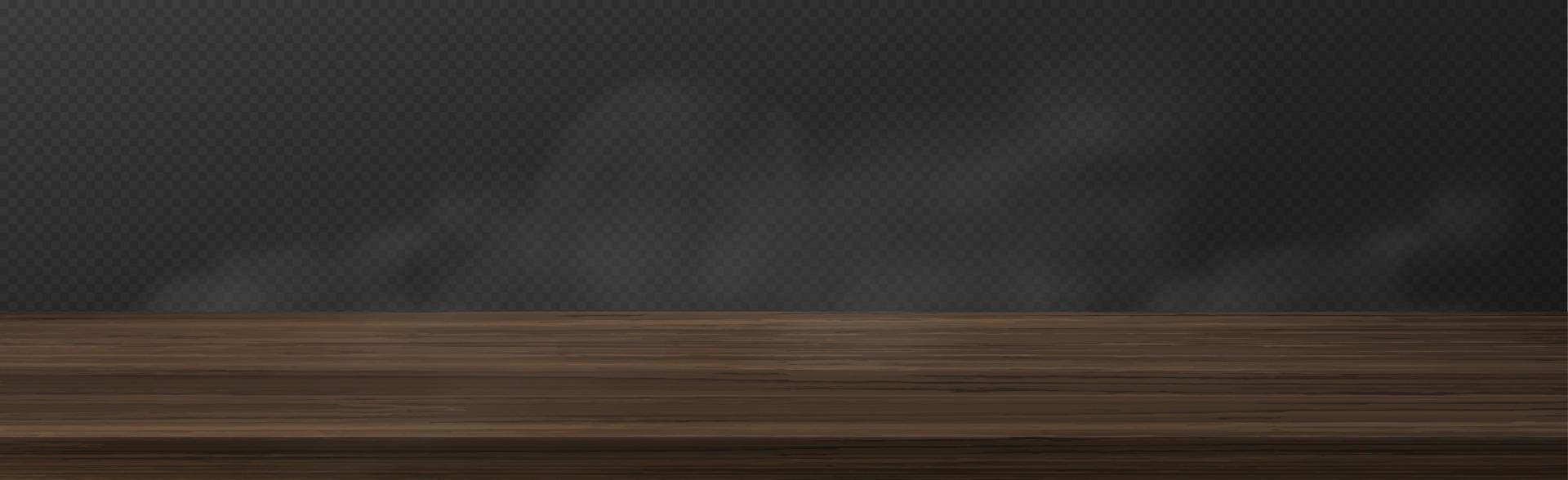 Wooden table top and white fog clouds vector