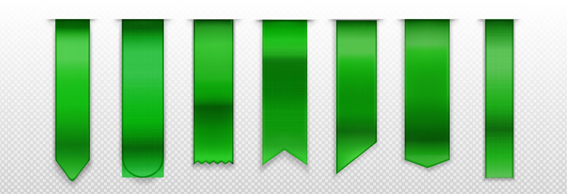 Green bookmarks, ribbon, banner 3d vector mockup