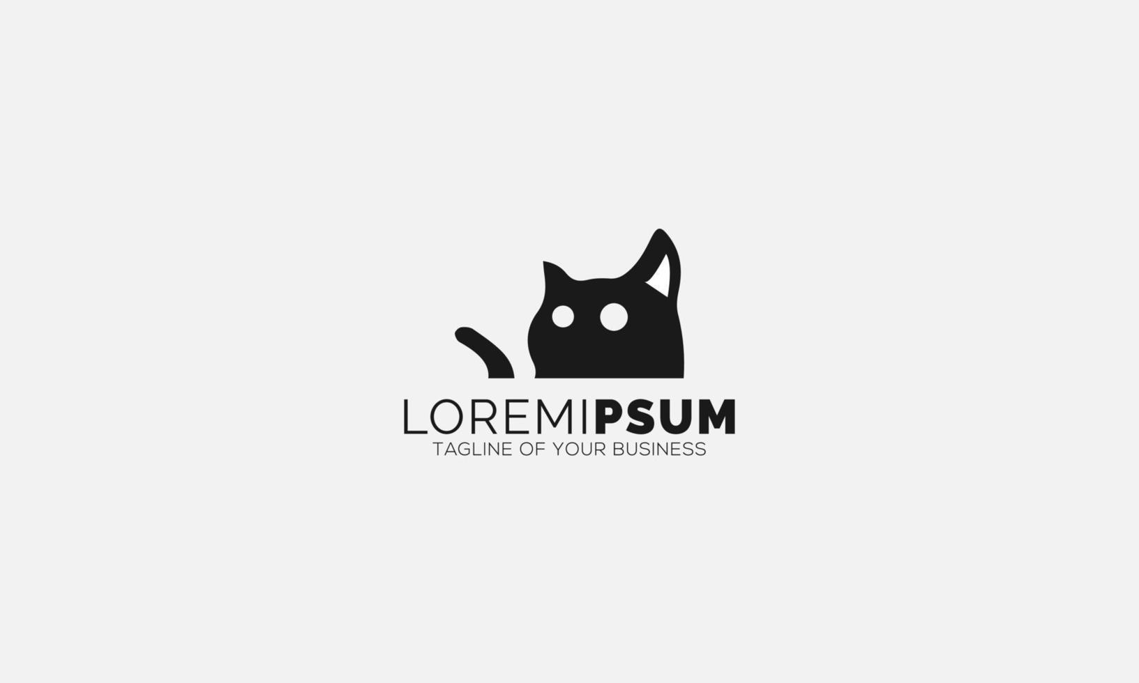 Cat Logo Black Circle Isolated Vector Illustration