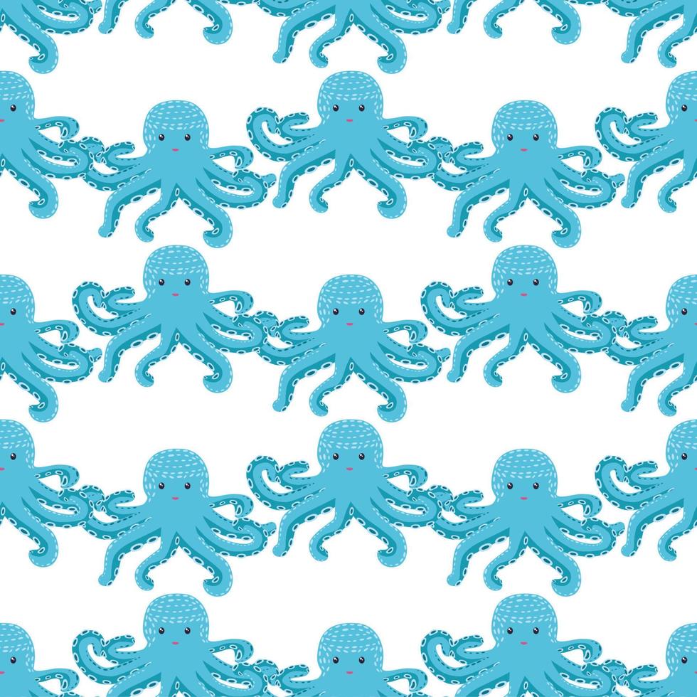 patrón impecable con lindo pulpo, algas y perlas. fondo de vivero de moda vector