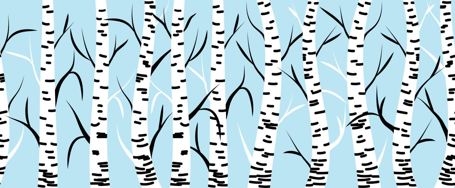 Winter seamless pattern with bullfinches and birch trees. vector