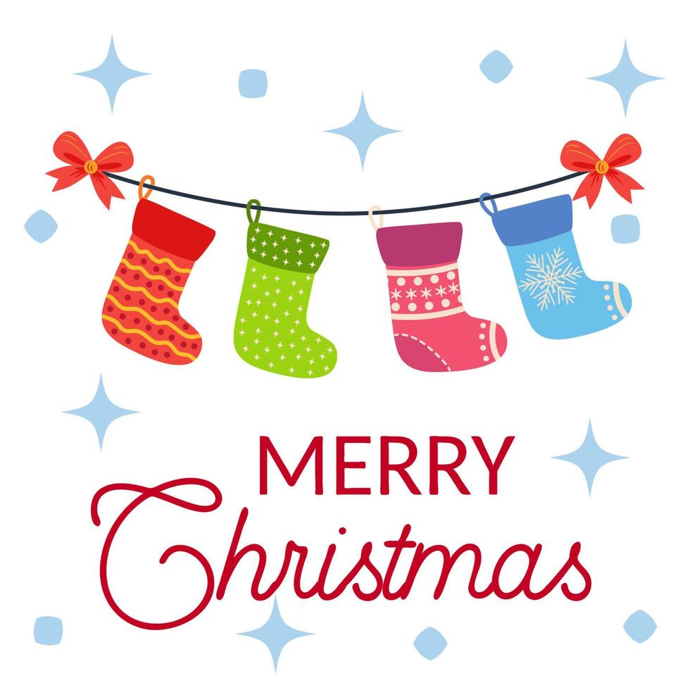 Christmas stockings, greeting card. Christmas card vector