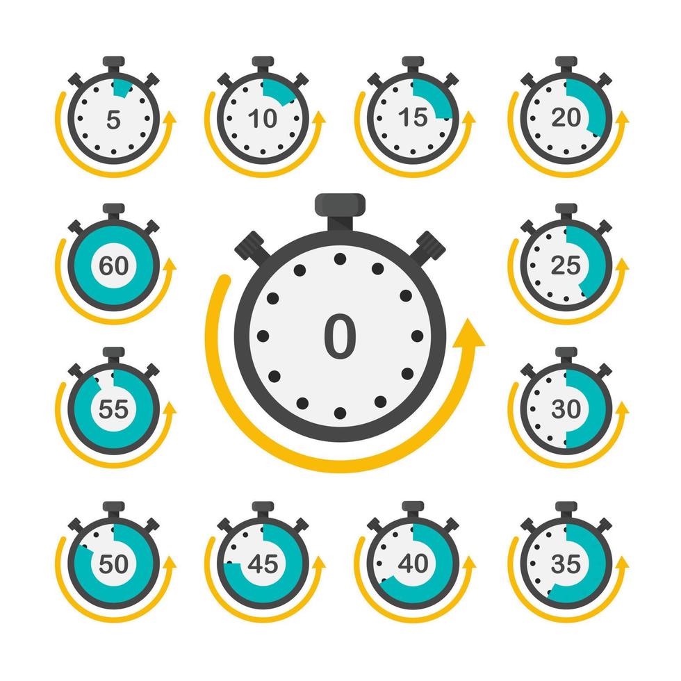 Stopwatch time measuring set vector