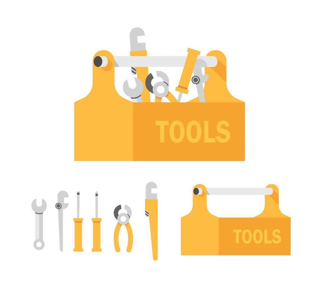 tools and equipment - screwdriver, wrench, spanner, pliers, monkey wrench, gas wrench vector