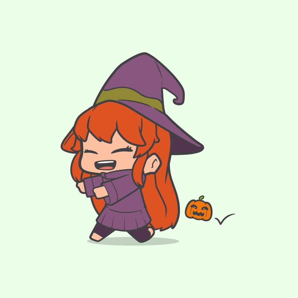 Graphic Cartoon Witch running vector