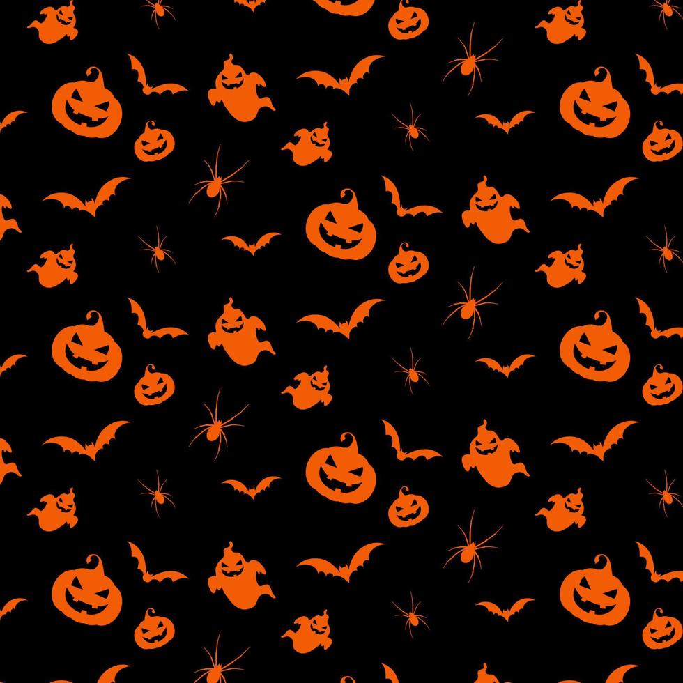 Halloween pattern background in orange and black vector