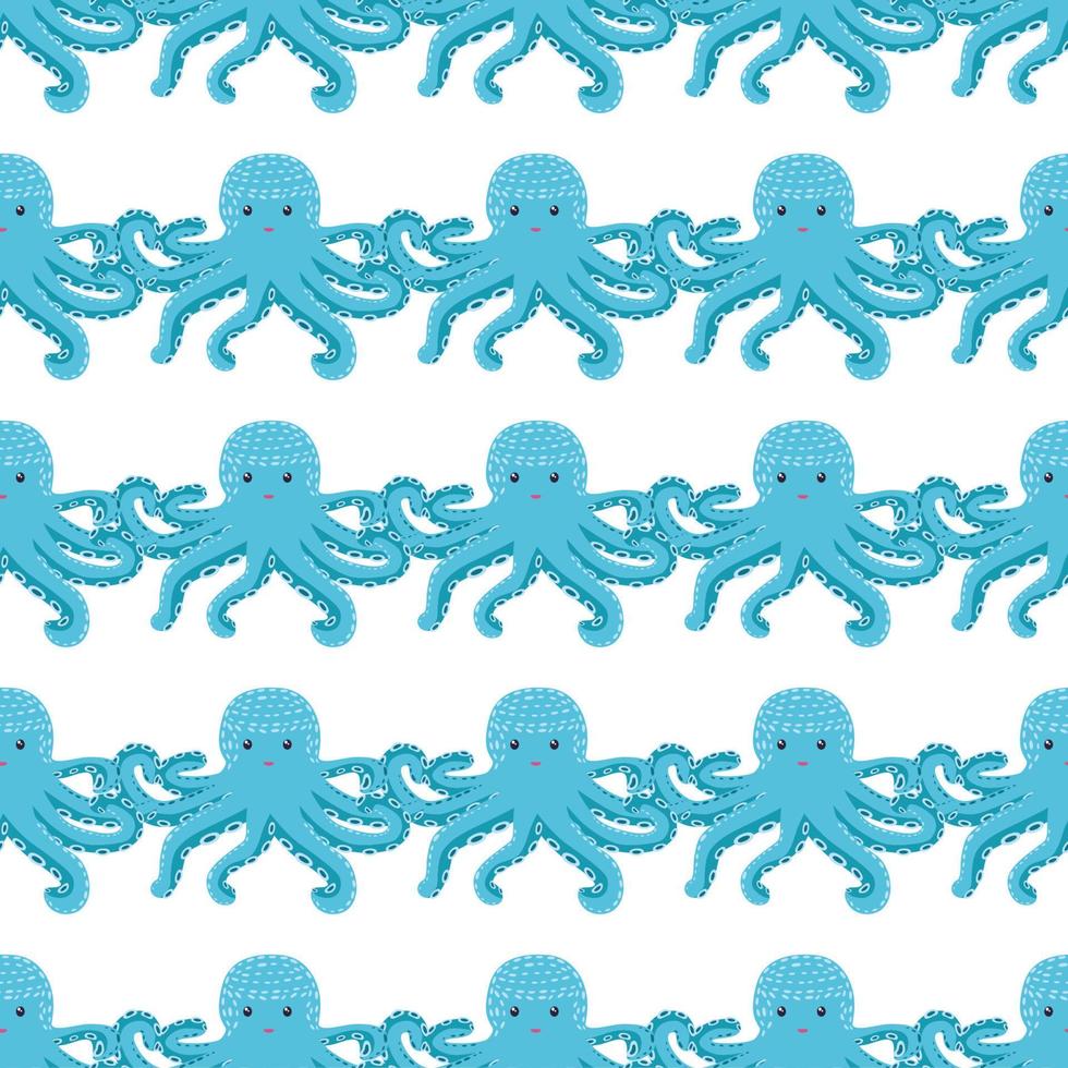 patrón impecable con lindo pulpo, algas y perlas. fondo de vivero de moda vector