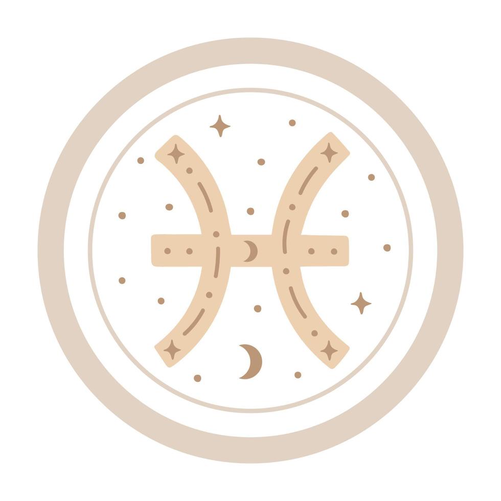 vector de símbolo del zodiaco piscis, signo del horóscopo dibujado a mano. icono astrológico decorado aislado. aries astrología zodiaco signo imágenes prediseñadas sobre fondo blanco